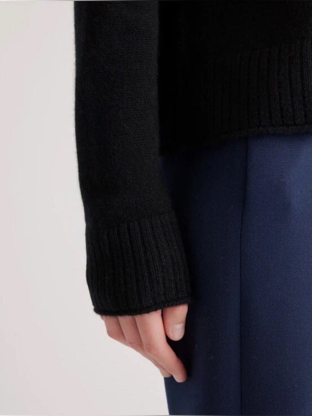 NWT Quince 100% Mongolian Cashmere Boxy Crewneck Sweater Black Sz XL Minimalist - Picture 6 of 16